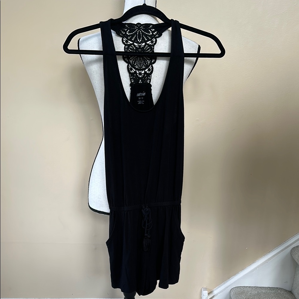 Aerie Black Lace Racerback Romper
